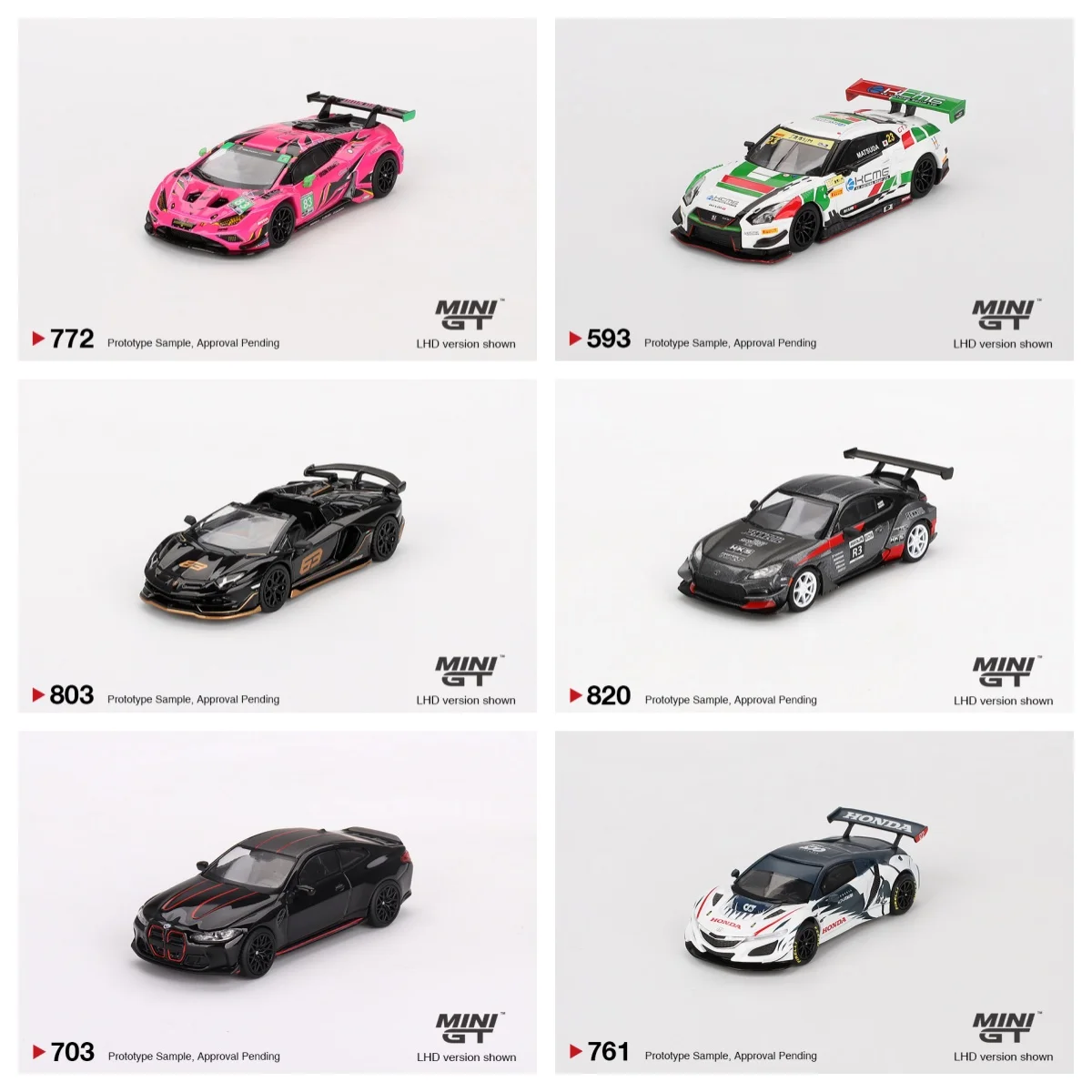 

MINIGT 1:64 761 Honda NSX GT3 EVO AlphaTauri Yuki 745 Cadillac V-Series, модель автомобиля, украшение, литая под давлением коллекция сплавов