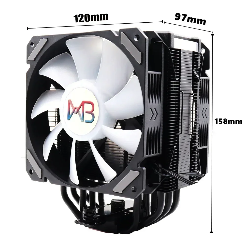 120mm CPU Cooler Radiator Fan 6 Heatpipe RGB PWM 4PIN Quiet For Inte LGA 115X 1200 1700 2011 V3 X79 X99 AM4 ARGB Ventilador