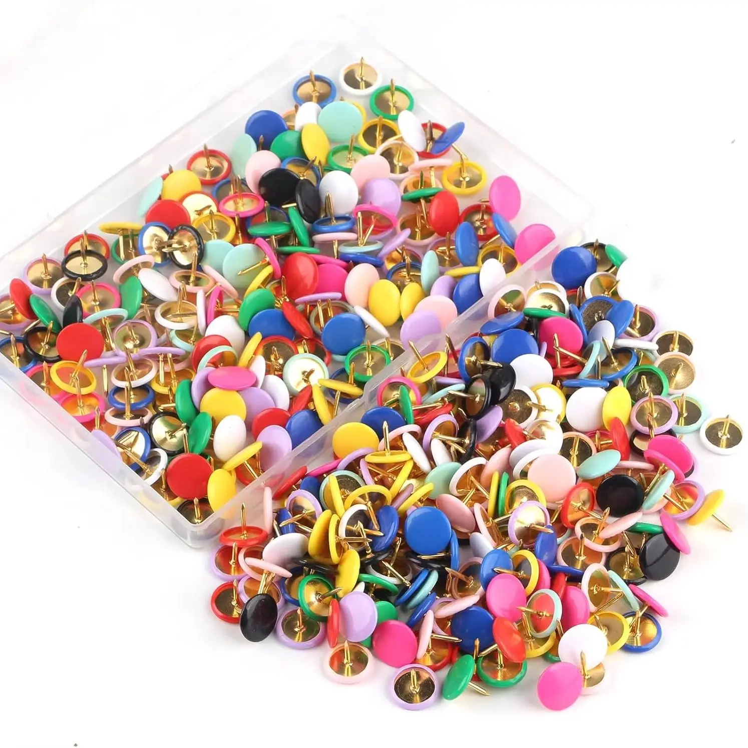 200 Piezas de Tachuelas de Plástico con Cabeza Redonda, Piones Metálicos Planos de Colores para Tableros de Anuncios, Tableros de Corcho, Paredes de Fotos