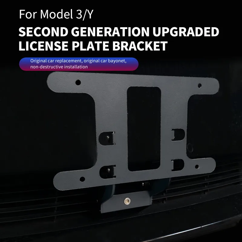 Front License Plate Frame for Tesla Model 3 Y 2017-2024 Metal Anti-Theft License Plate Holder Mount No Adhesives No Drilling