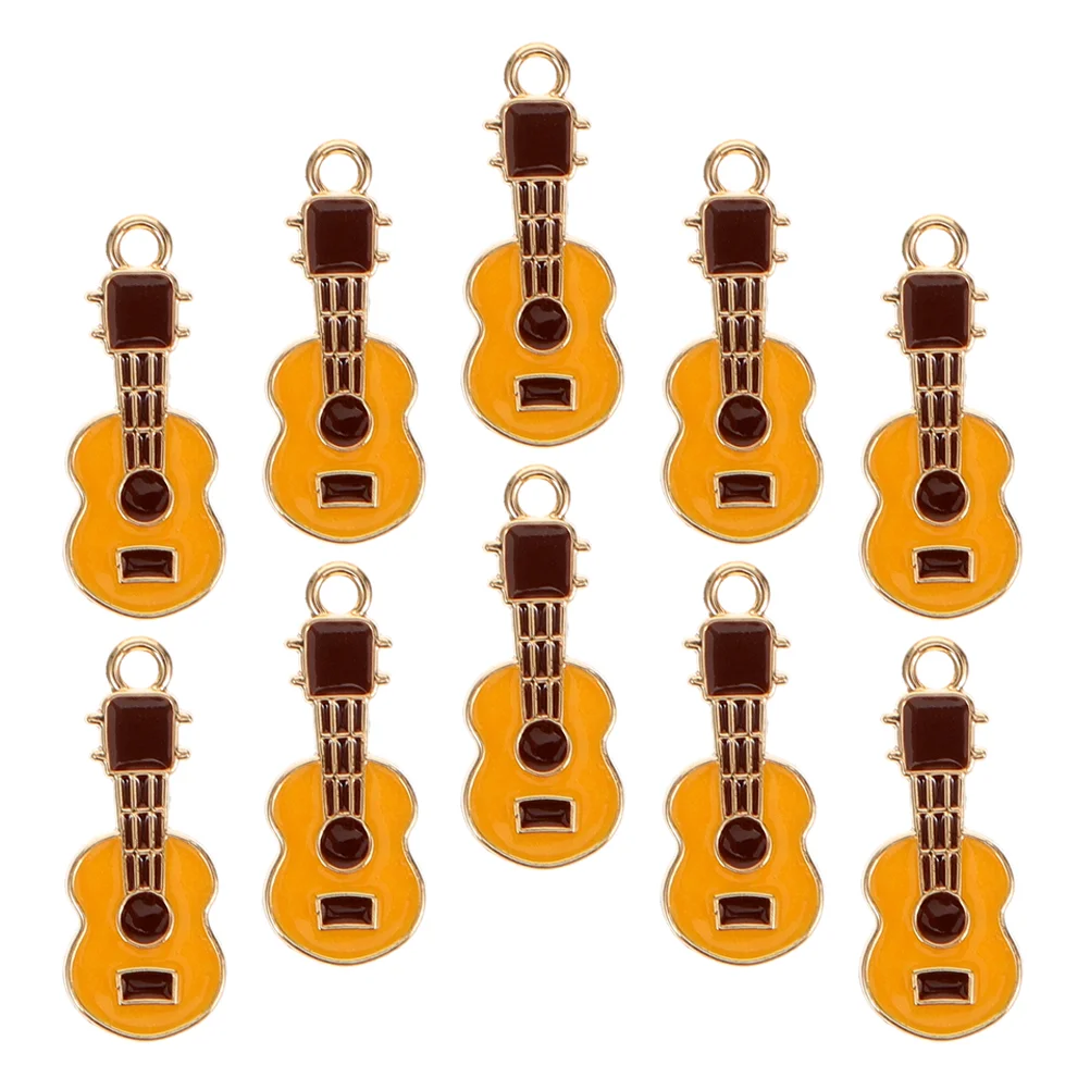 20 Pcs Guitar Pendant Instrument Design Decor for Jewelry Metal Keychain Charms Bulk Small