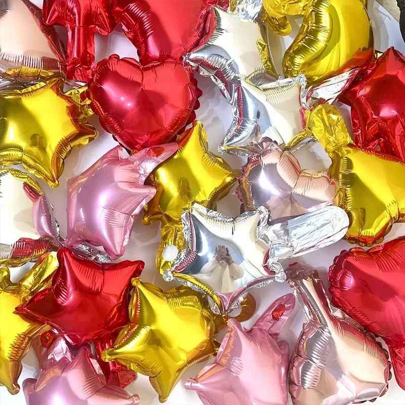 100/5PCS Heart-shaped Foil Balloons Five Pointed Star Heart Balloon Love Helium Globo Birthday Wedding Party Air Balls Wholesale