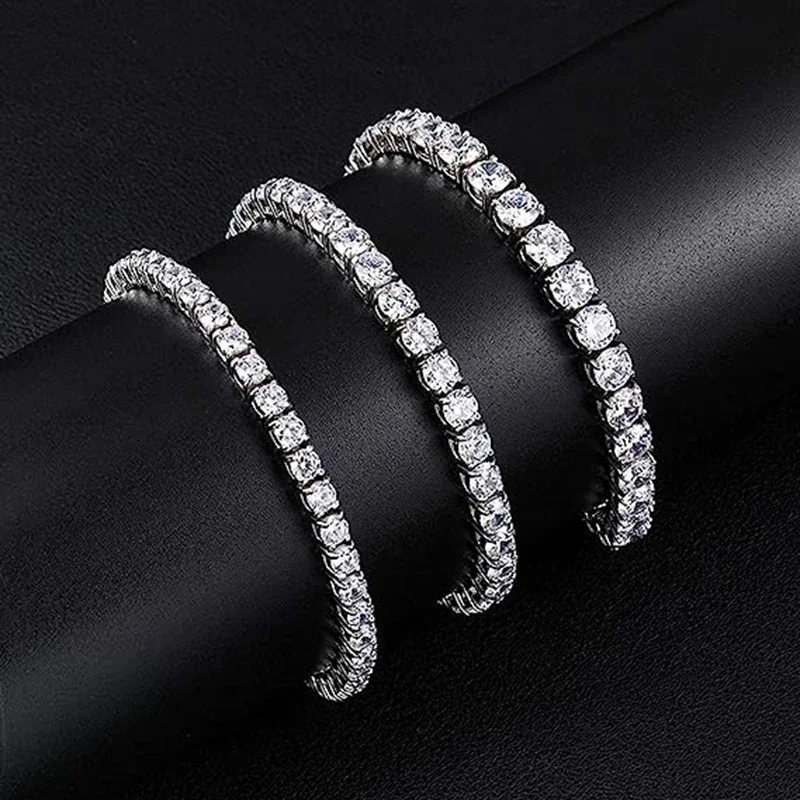 925 Sterling Silver 3mm High Carbon Diamond Fashion Super Flash Tennis Bracelet Fine Jewelry Gift Wholesale