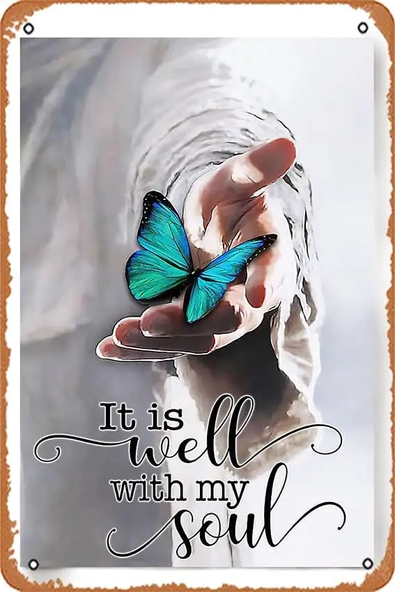 Vintage Tin Sign Movie Poster God It Is Well With My Soul Christian Wall Decor for Home Cafes Office Store Pubs Club Sign Gift
