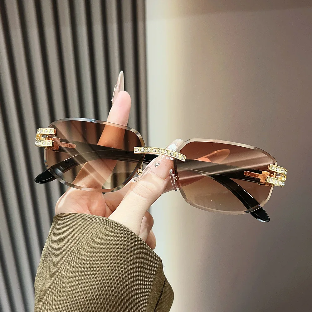 Okulary przeciwsłoneczne KXH małe prostokątne bezramkowe męskie 2025 luksusowa marka bez oprawek okulary przeciwsłoneczne damskie vintage kwadratowe UV400