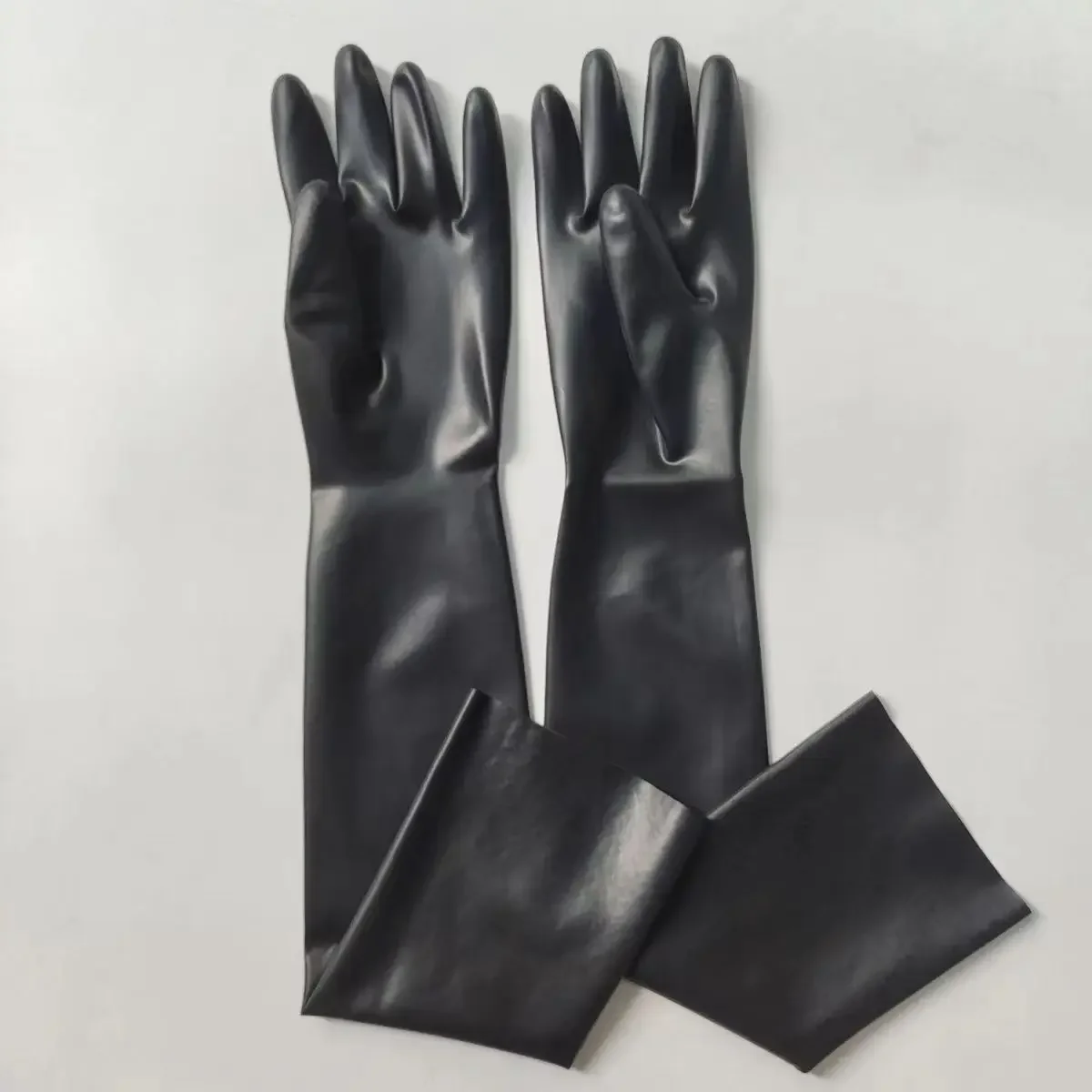 

Hot Wrist Seamless Black Latex Opera Long Latex Gloves Fetish Latex Gloves Stockings