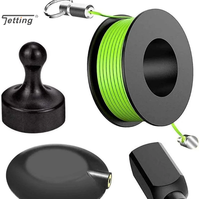 Magnetic Wire Puller Tool With Nylon Coated Hook & Flexible Green-Yellow Line For Threading In Pipes Dark Lines Electrical Work