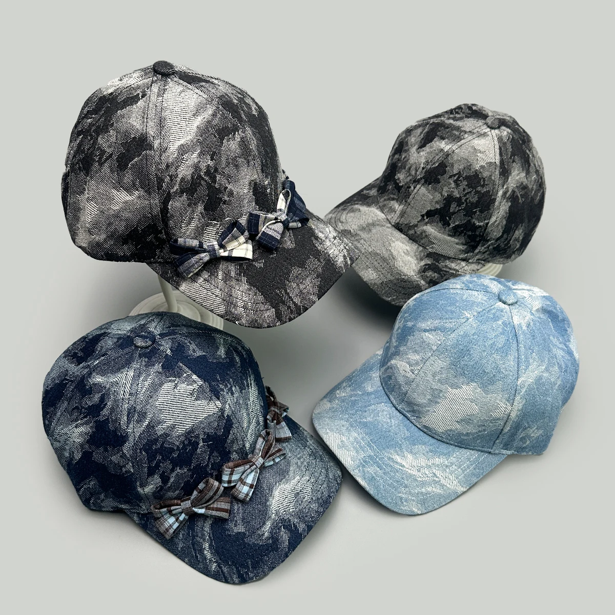 

Korean Retro Bandhnu Bow Solid Baseball Hats New Men Women Sunshade Personal Versatile Distress Fashion Outdoor ins Peaked Caps