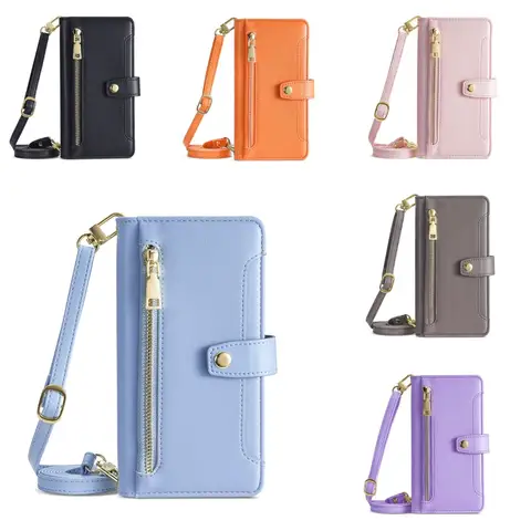 Zipper Wallet Leather Phone Case For VIVO IQOO 12 9 8 7 Neo 9 Pro Z9 Z9x Z8 Z7 Z7x Z6 Z5 Z3 Flip Cover Card Holder Wrist Strap