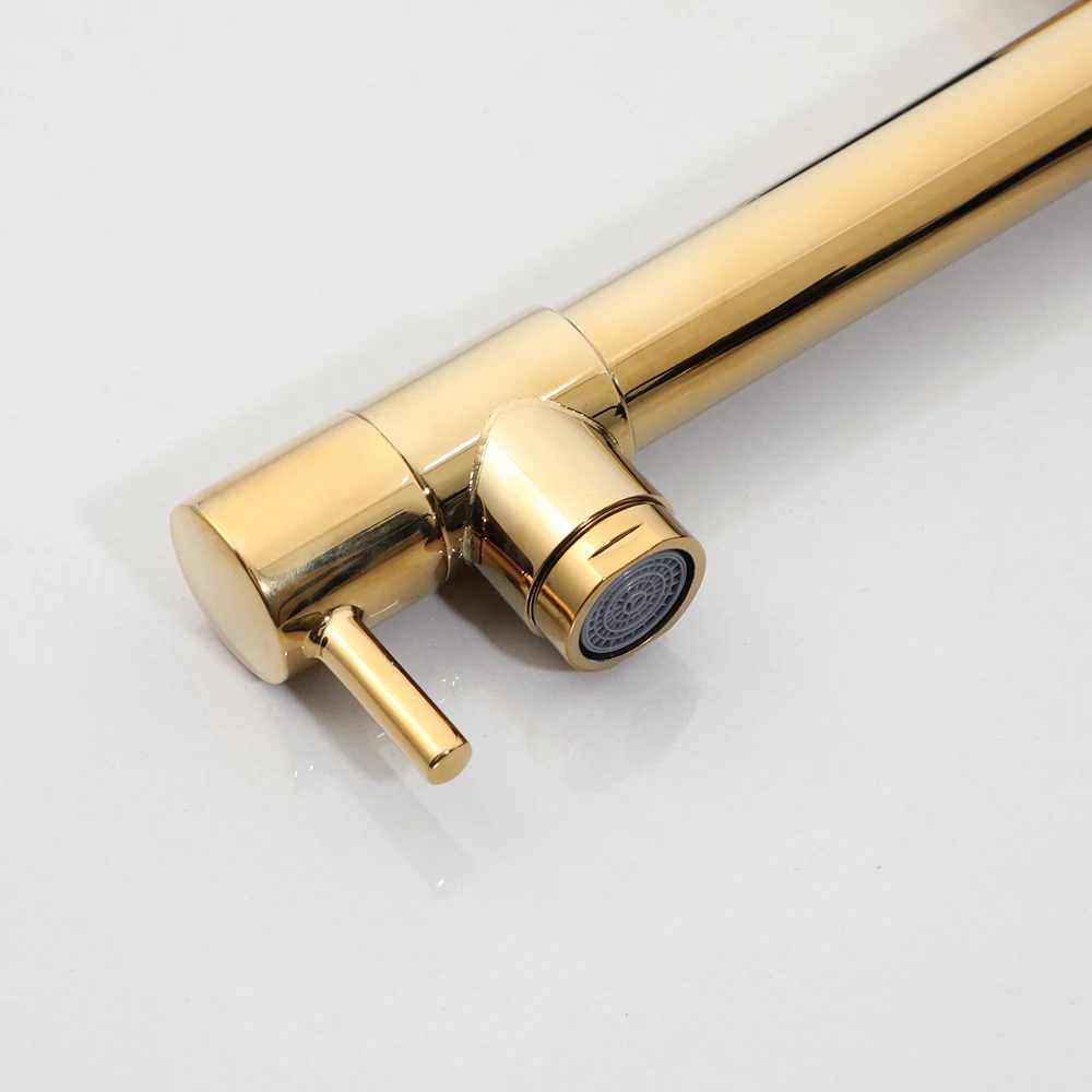 OUBONI Pull Down Brass Kitchen Sink Faucet Dual Spout 360 Rotation Faucets Multifunctional Hot Cold Water Mixer Tap 