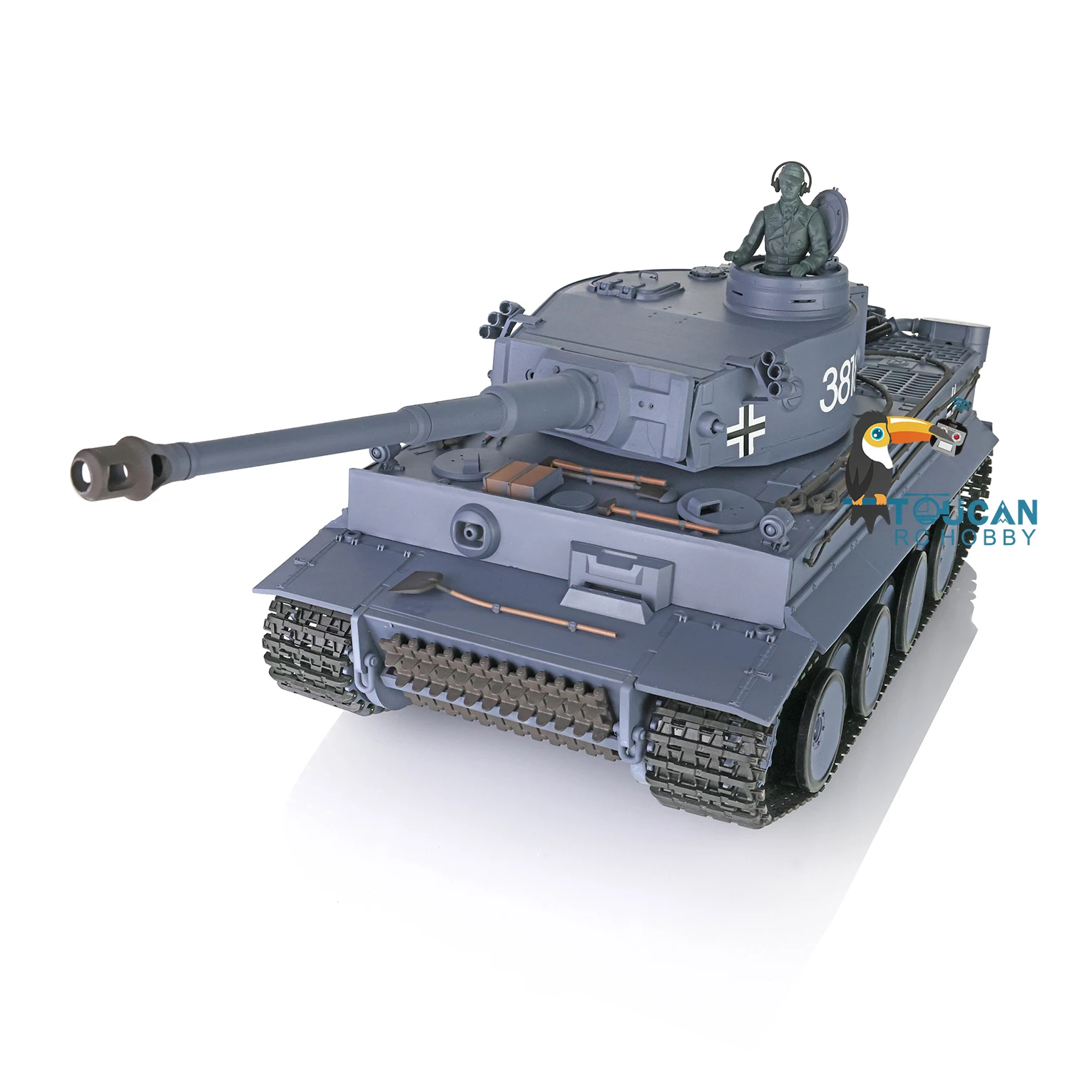 Heng Long 1/16 7.0 Plastic German Tiger I RTR RC Tank 3818 360°Rotation Turret IR BB Airsoft Smoke Effect RC Model TH17235-SMT8