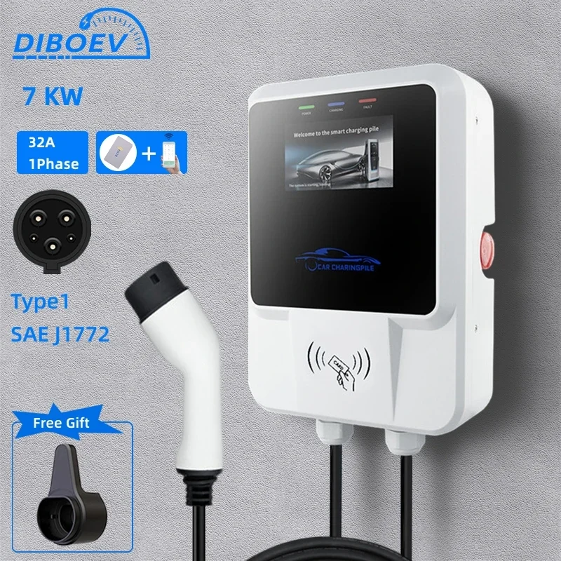 ID4 Wallbox EV Charger7kw With Wifi APP EV Charger OEM X8 IP65 Tesla Nema Gen 2 Mobile Connector Smart Adapter LEVEL 2 / Mode 2