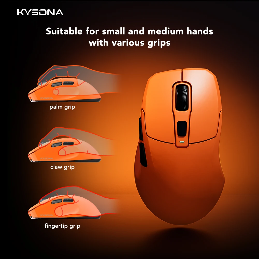 KYSONA Uranus Pro Wireless Gaming Mouse 54g PAW3395 Lightweight 8KHz Polling Rate 26000DPI  Optical Sensor For Laptop PC