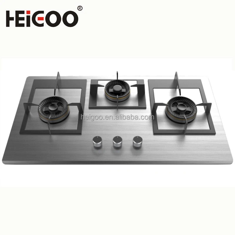 China commercial industrial and home kitchen use built-in big burner cooktops 3 burners gas cooking stoves