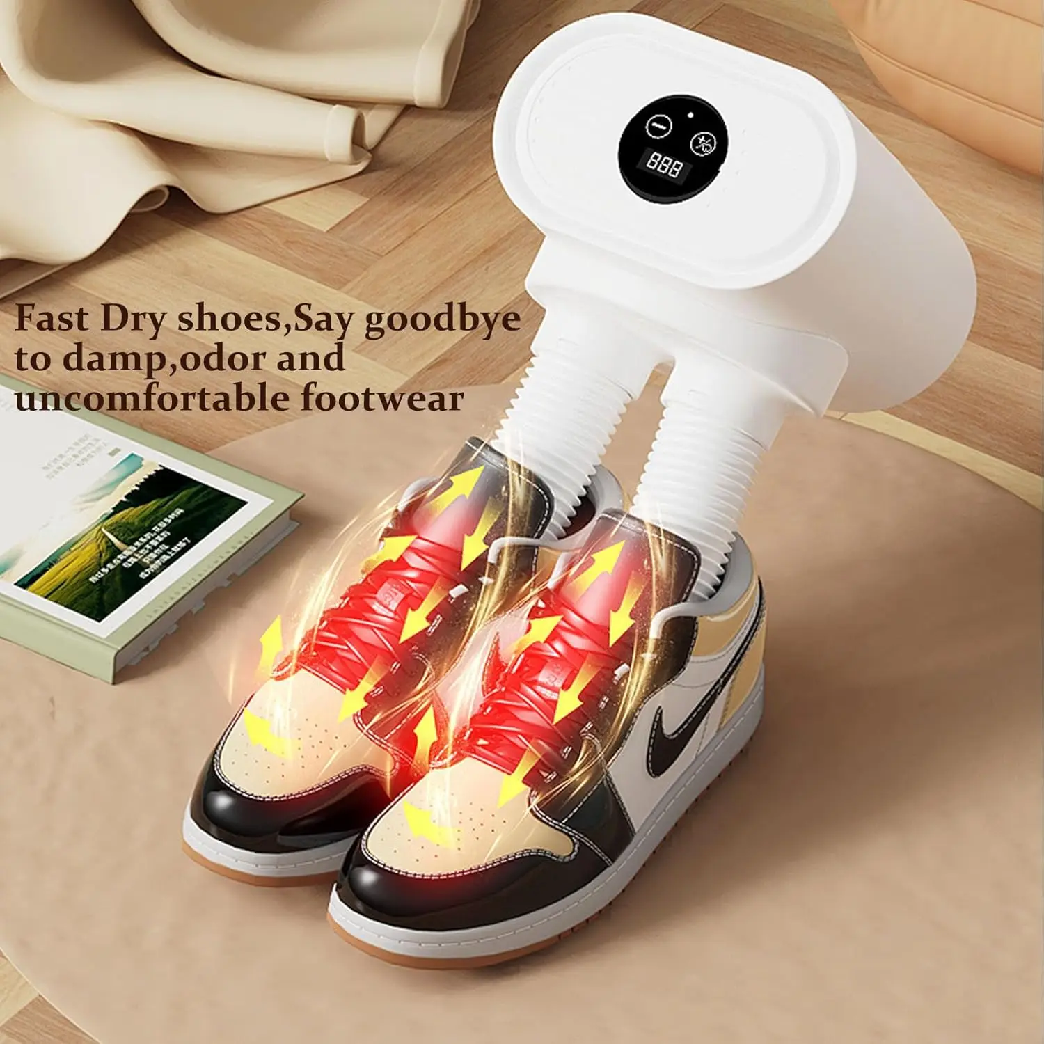 مجفف كهربائي محمول 3 في 1 للأحذية والملابس والأحذية - سخان هواء سريع الجفاف ودافئ للمنزل والسفر