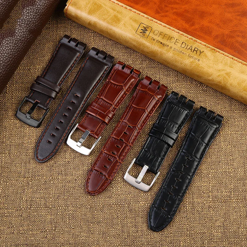 23MM Genuine Calf Leather Watchbands For Swatch IRONY YOS440 YOS449 448 447 401G Men Watch Strap Steel Clasp Bracelet With Tools