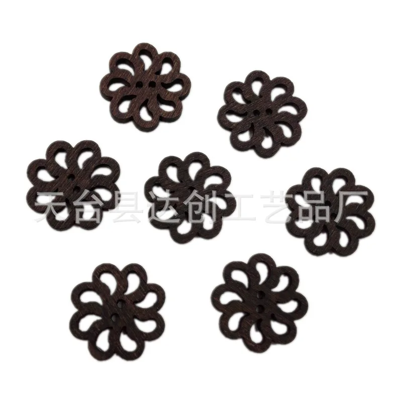 2.0Cm retro chrysanthemum button, hollow button, kindergarten DIY handmade wooden button