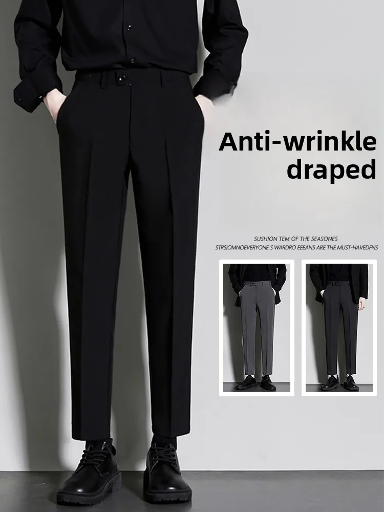 

Мужские летние брюки Bla прямого кроя из тонкого ледяного шелка, элегантные, с эффектом драпировки, новинка 2025 года, повседневные, для отдыха