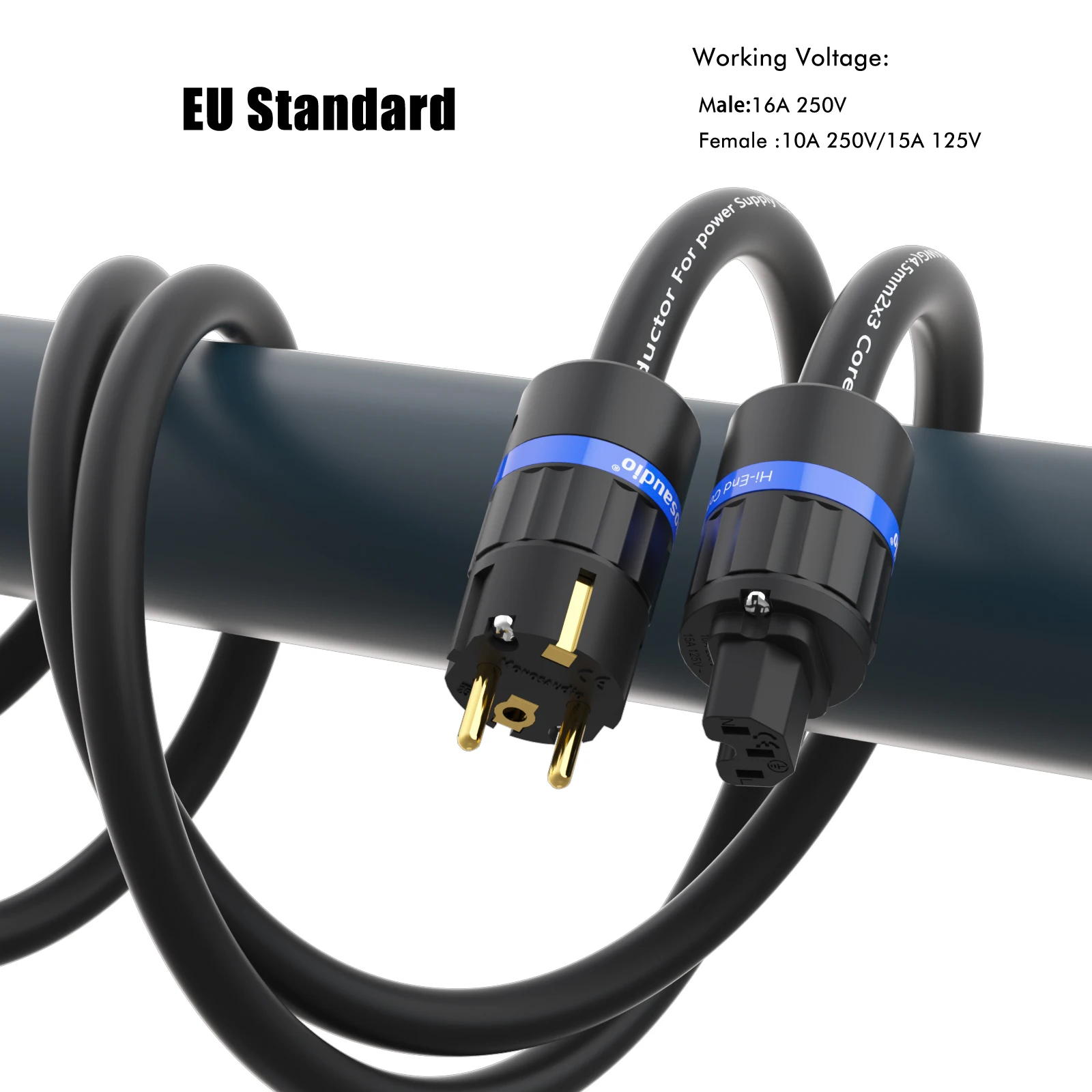 Monosaudio pure copper EU Schuko power cable  P901E4G 11AWG Audio Power Cable with Pure Copper Gold Plated Male Power Plug