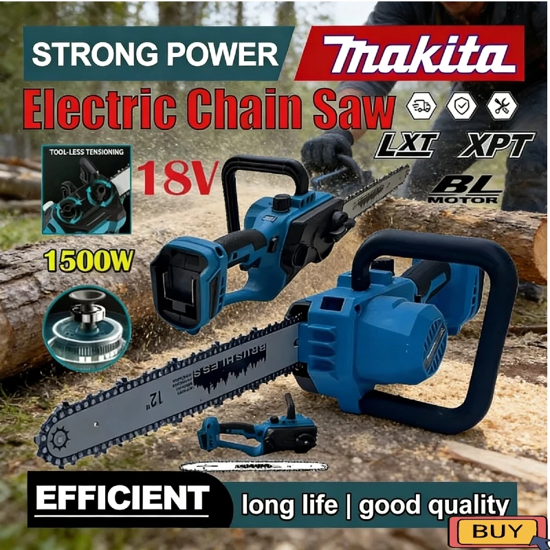 

Makita 18V 7000RPM Brushless Electric Chain Saw 600W Cordless Handheld Chainsaw Graden Pruning Power Tool