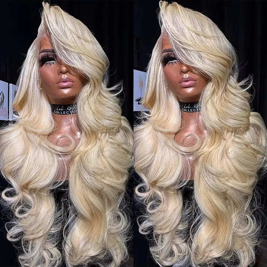 

30 дюймов 613 Блондинка 13x4 HD Парик из натуральных волос на кружеве спереди Предварительно выщипанный бразильский парик с объемной волной на кружеве 13x6 250% плотность для женщин