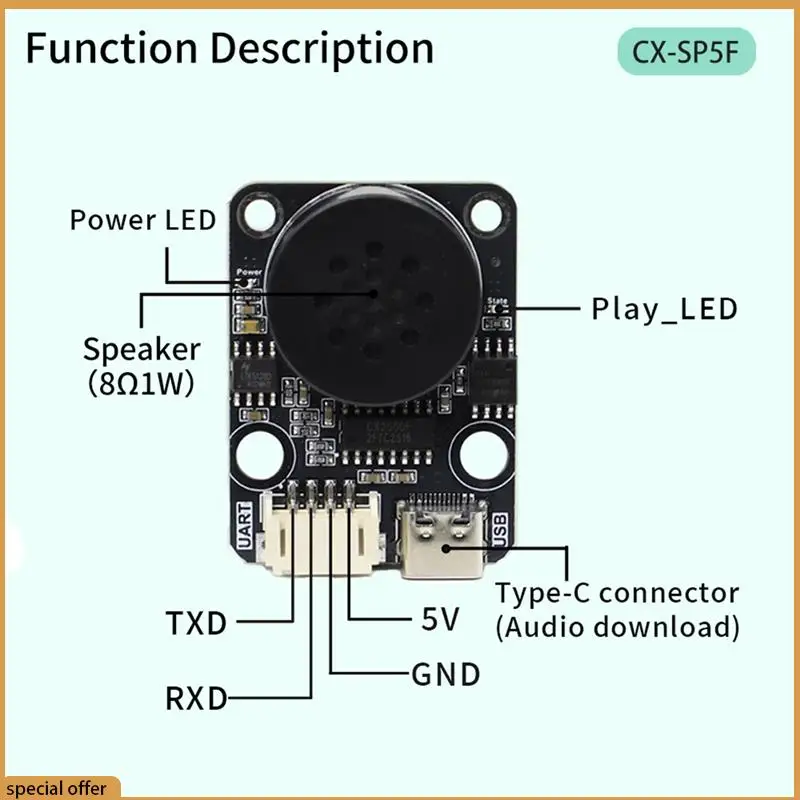 A68Z CX-SP5F MP3 Voice Playback Module Voice Playback Module Intelligent Voice Broadcast