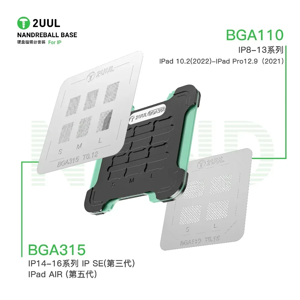 

2UUL BH16 NAND Reball Base Magnetic Dual-sided Reballing Platform Set for iPhone 8-16 Pro Max NAND Flash Chip Repair Tool
