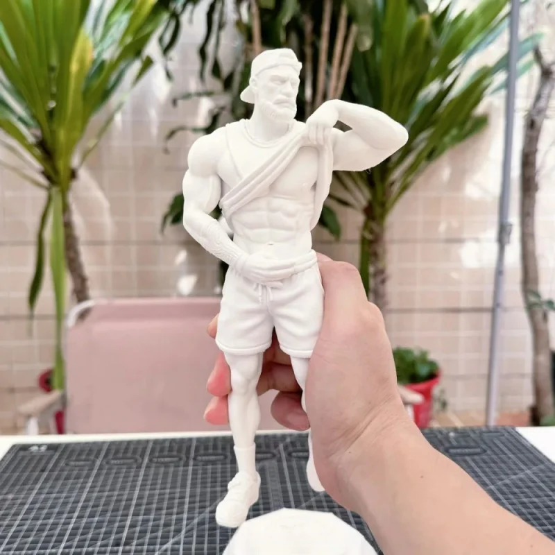 3D Printed White Mold of a Muscular Fitness Male Figurine. Uncolored Model. Desktop Trendy Toy. Gift.