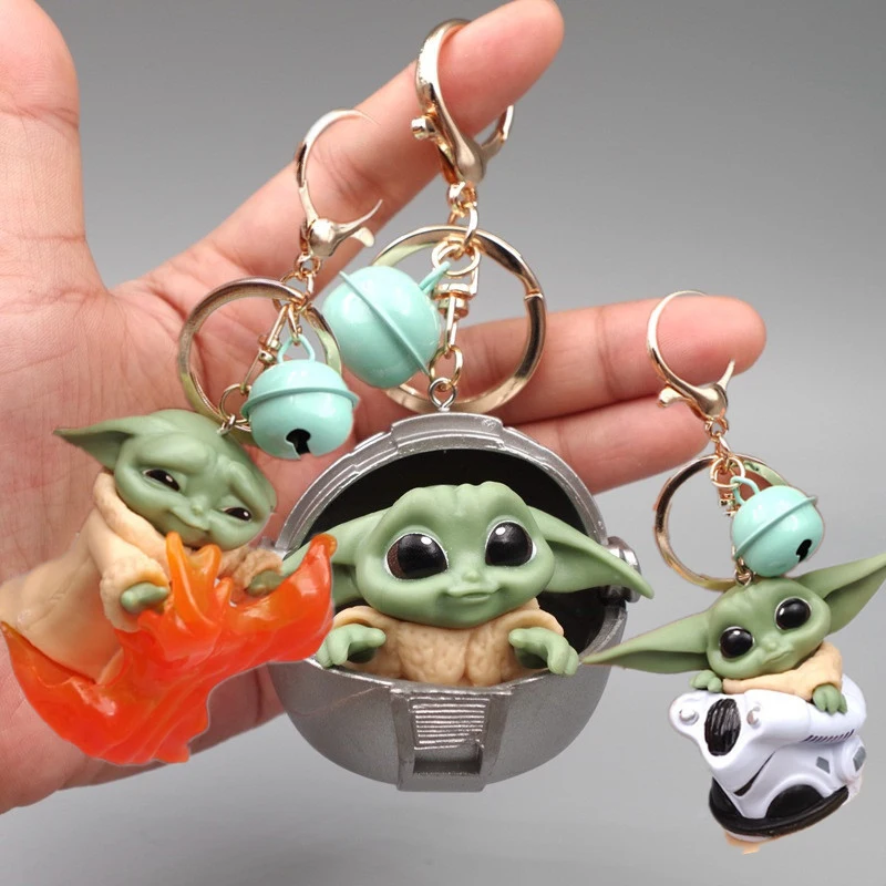 Disney Keychain Action Figure Baby Yoda Pendant Model Keychain Kawaii Cartoon Keyring Anime Figure Yoda Key Chain Kids Toy