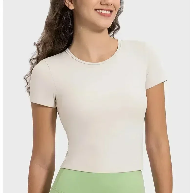 

Lemon Breathable Yoga T-Shirts Women Versatile Hollowed Out Beautiful Back Short Sleeve Simple Personalized Sports Workout Tops