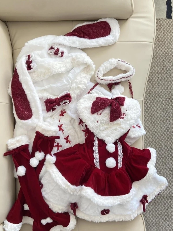 

Winter New Cisas Aosphere Sweet Girl Cloak Sve Cover Waist Cinch Dr Tee Piece Set Bowed Elastic Waisted Dres