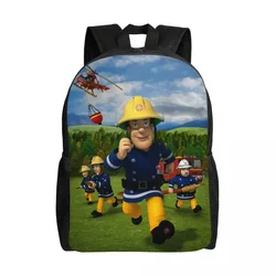 Fireman Sam Backpack for Men Women Water Resistant College School Cartoon Firefighter TV Show Bag Print Bookbag