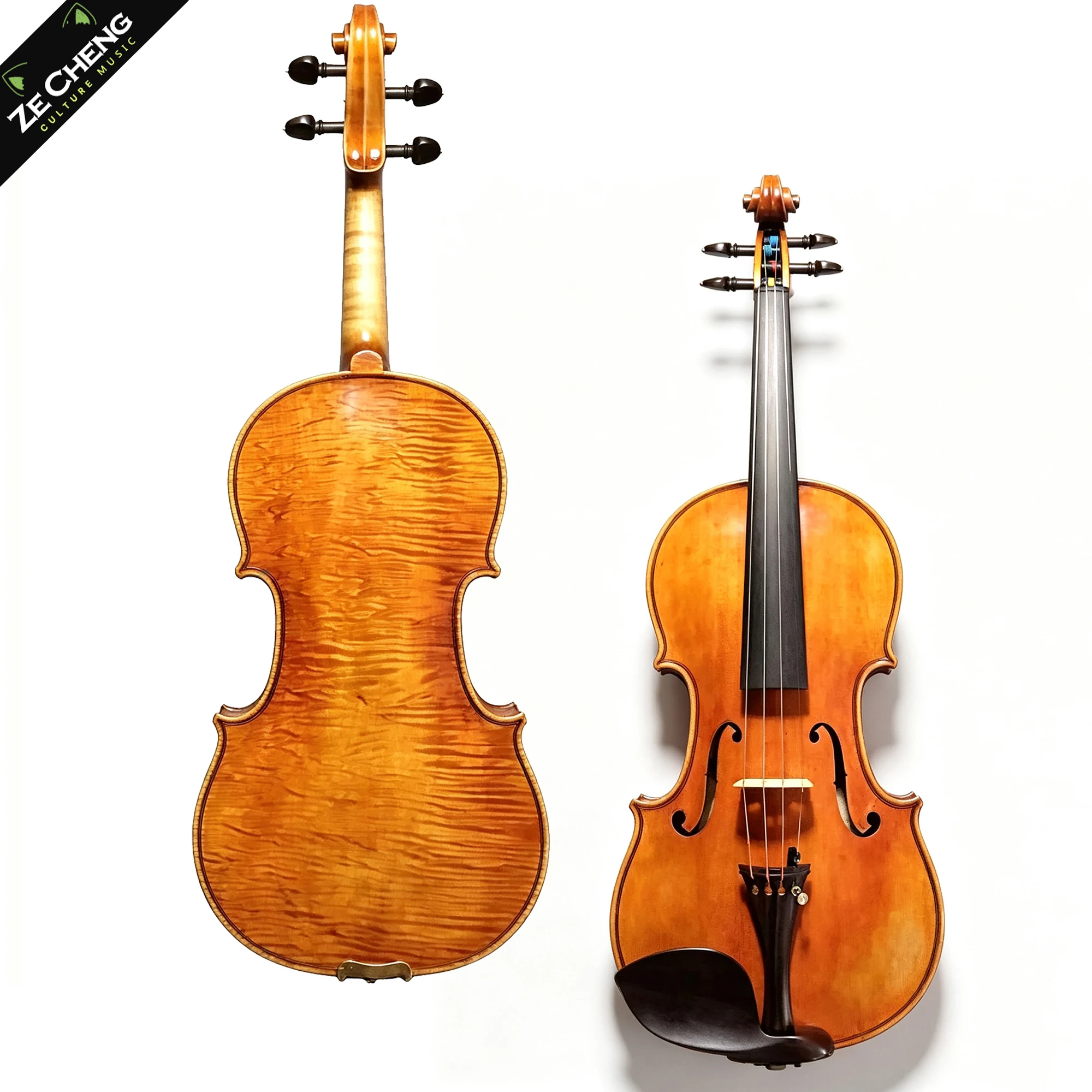 4/4 Handmade Violin, Stradivarius 1715 Copy, One-Piece Back, Antique Varnish, Clear Melodious Tone