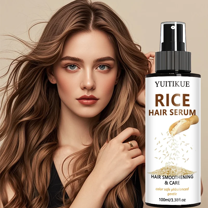 YUITIKUE Rice Water Hair Serum Spray - Nourishes, Strengthens & Adds Shine for Soft, Non-Flat Hair