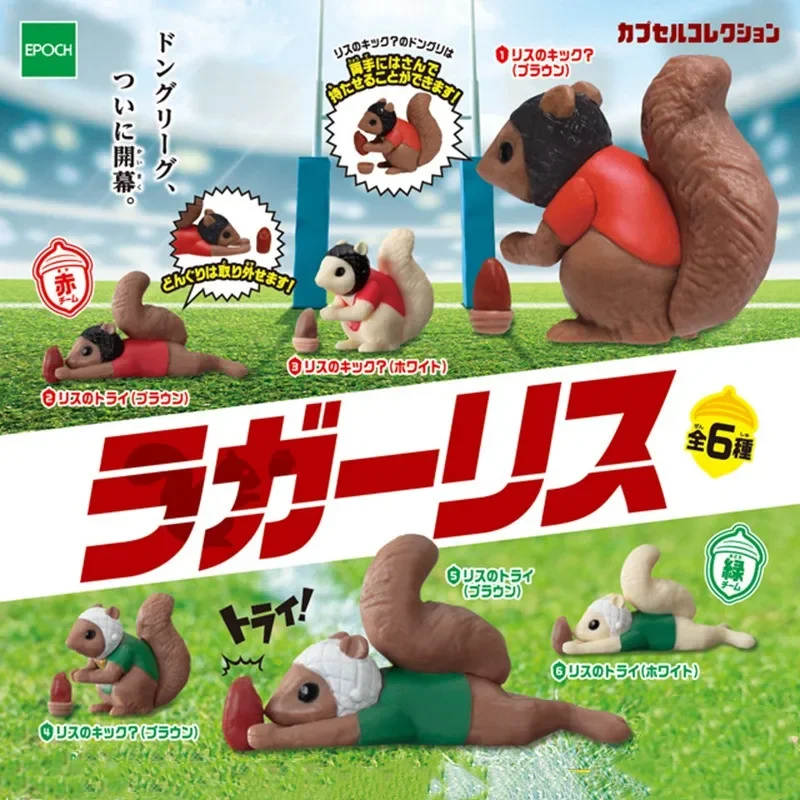 TARLIN Kawaii Cute Gashapon Figure Anime Squirrel Chipmunk Rugby Forest Miniature Items Figurine Capsule Toy