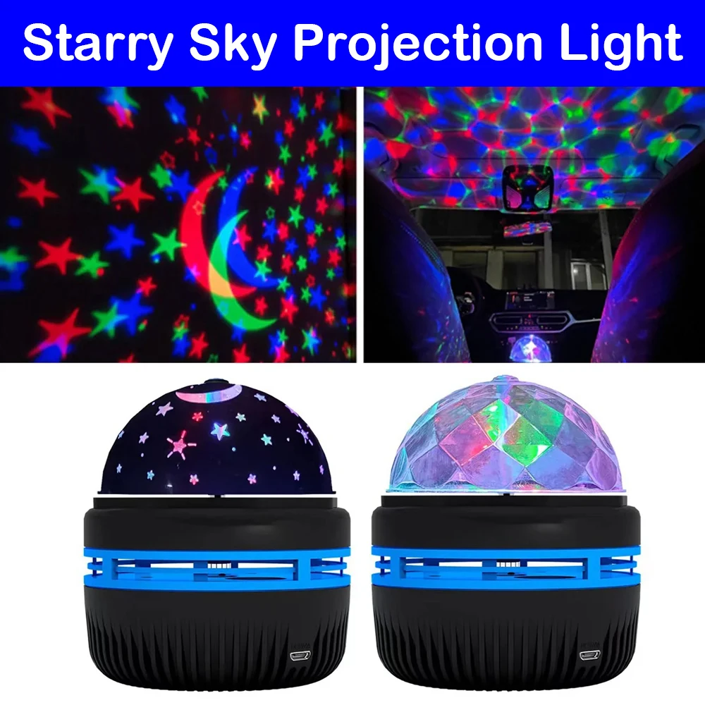 USB Projector Lamp Colorful Rotating Magic Ball Starry Sky LED Night Light Decoration Bedroom Room Decorative For Children Gifts