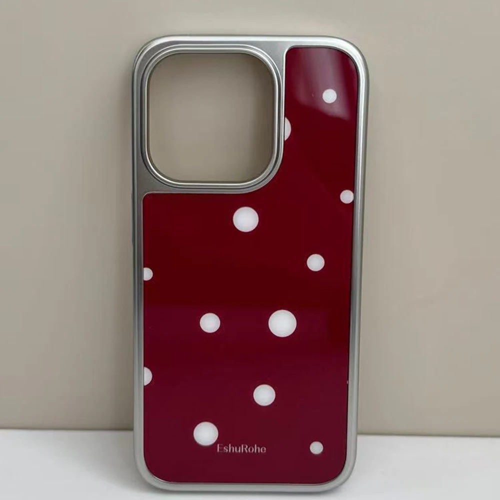 Coreano ins simples vermelho branco bolinhas caso de telefone para iphone 17 16e 16 15 14 13 12 11 ar pro max x xr xsmax 8 plus capa luxo