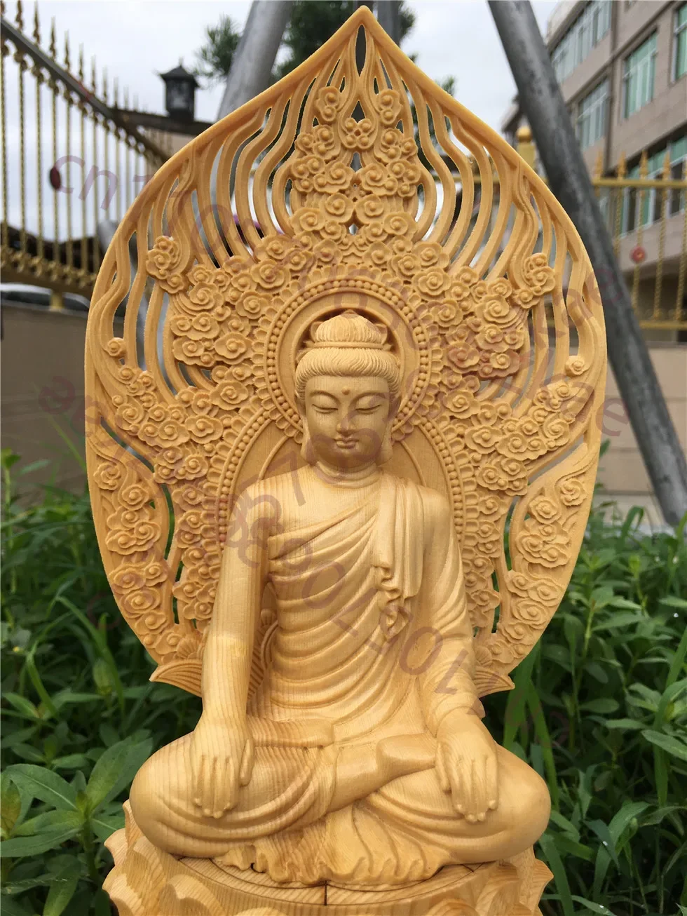 Sun Tathagata and Sakyamuni Buddha Statue, Expert Handicraft for Spiritual Elegance, Designed Wood Root Art, Muni