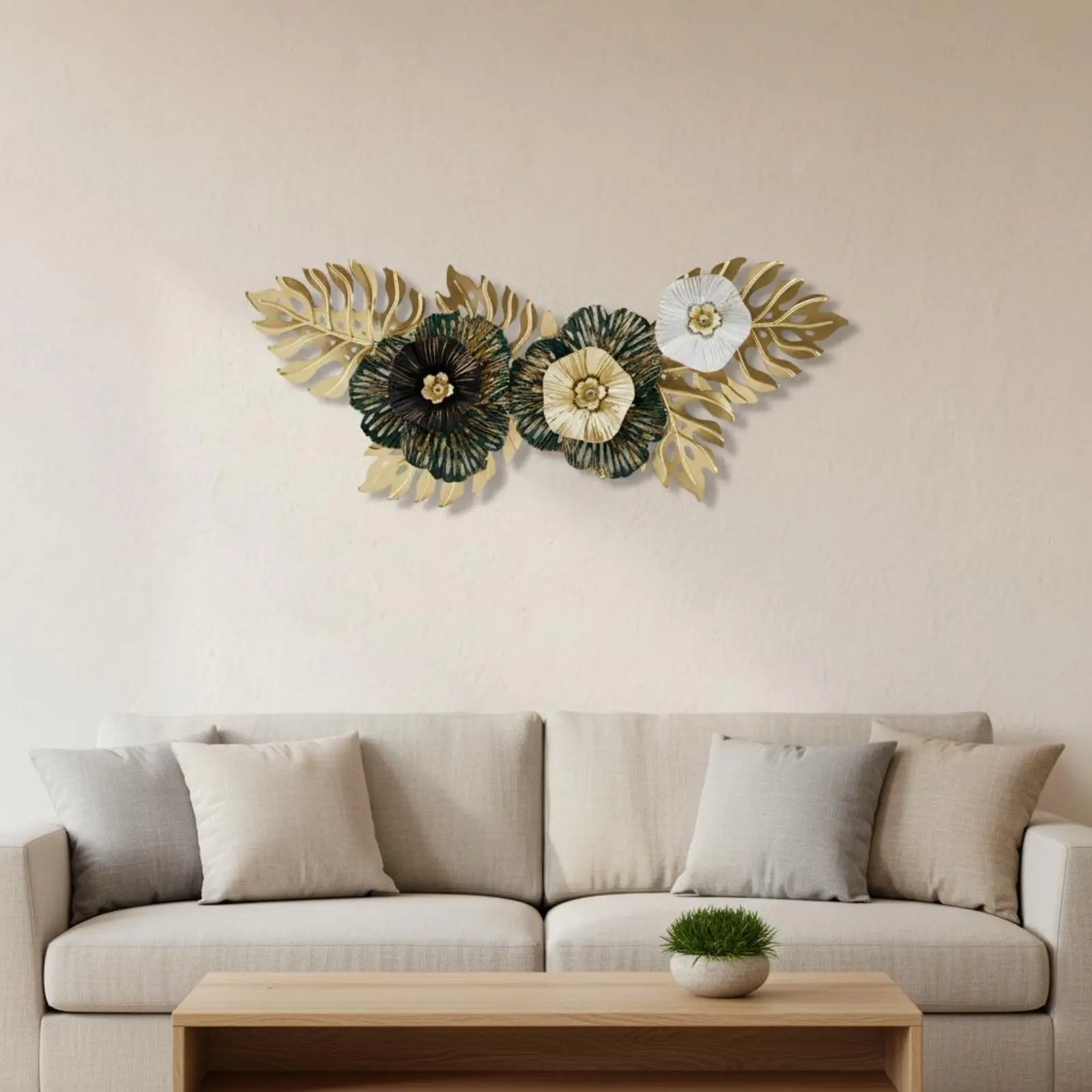 Metal Flower Wall Decor Nordic Design Dimensional Foliage and Flower Wall Art House Decoration Subtle Luxury Design