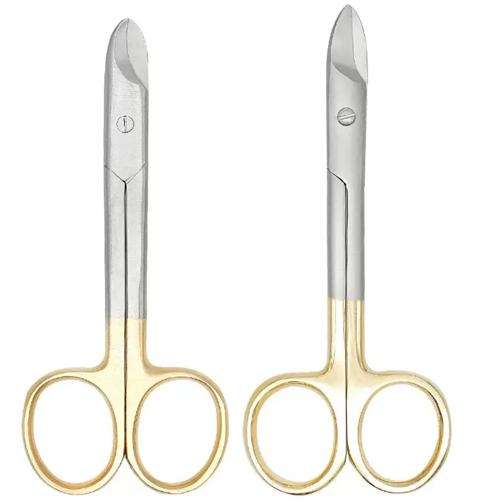 

1pc Golden Handle Metal Crown Scissors Stainless Steel Orthodontic Filaments Fine Wire Cutter Curved/Straight Head Dentist Tools