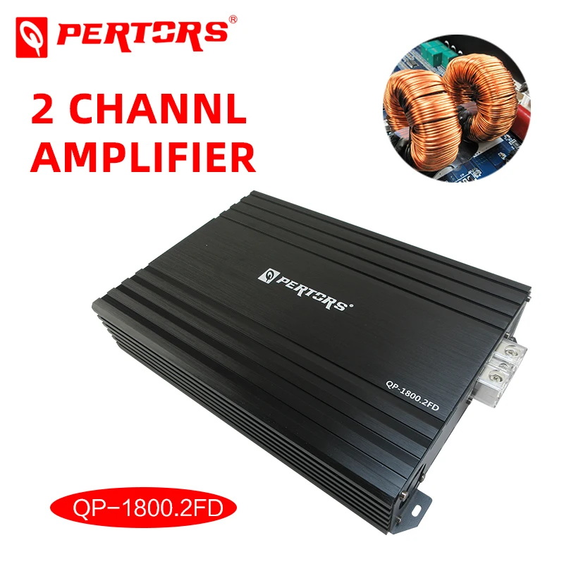 Aluminum 1800.2FD 2ch Car Audio Amplifier RMS 1800W*2@1Ω/1250W*2@2Ω/850W*2@4Ω exhaust fan/transformer/Nickel-plated terminals