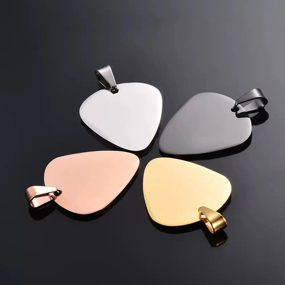 

20Pieces Stainless Steel Music Guitar Paddle Pendant DIY Laser Carving Personalized Necklace Pendant 28 * 32mm