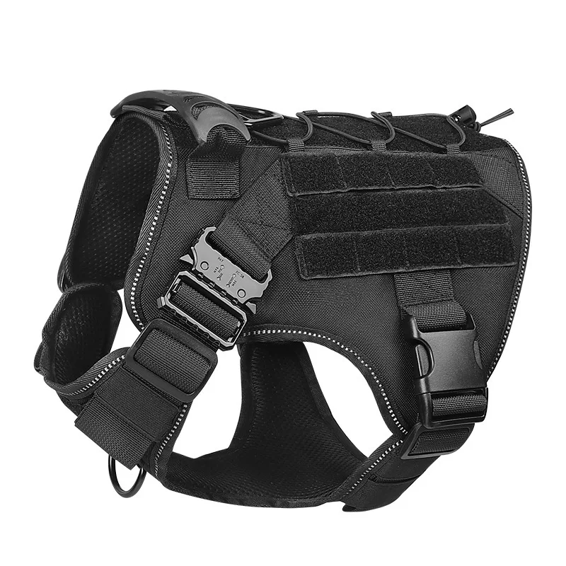 

Tactical dog chest back adjustable vest lead rope explosion-proof impact collar for small, medium and large dogs
