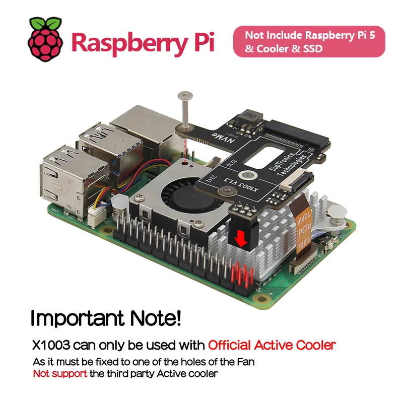 Geekworm X1003 Pcie M.2 NVMe SSD 2242 Board for Raspberry Pi 5