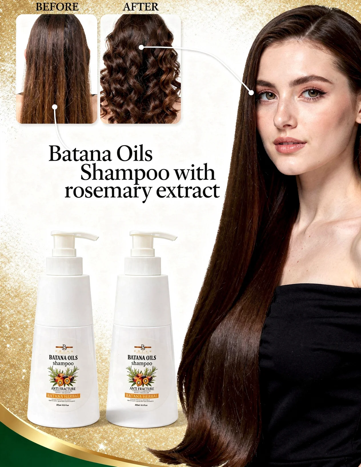 Batana Oil Shampoo Clean Anti Loss Restores Damaged Strands Hair Growth Anti Hair Break Repair Split Ends Hair Treatment Shiny