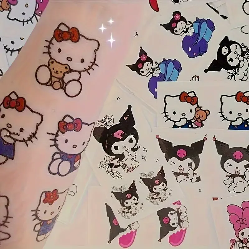 Hello Kitty Temporary Tattoos Kuromi Cute Anime Waterproof Tattoos Sanrio Durable Color Kawaii Tattoo Sticker Gifts