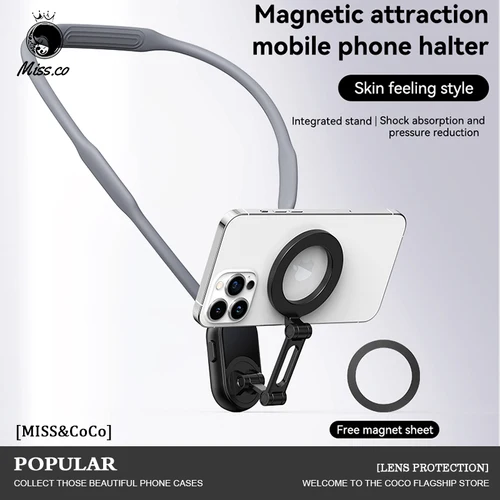 Clip magnético para teléfono con montaje en cuello 360 ° Soporte de teléfono POV de rotación para Iphone 15 14 13 12 11 10 para accesorios de teléfono SAMSUNG HUAWEI