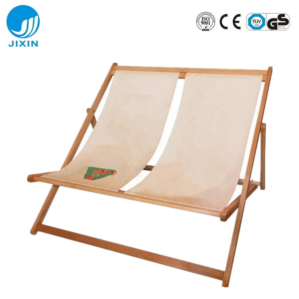 Outdoor high quality double seat folding wooden deck beach chair