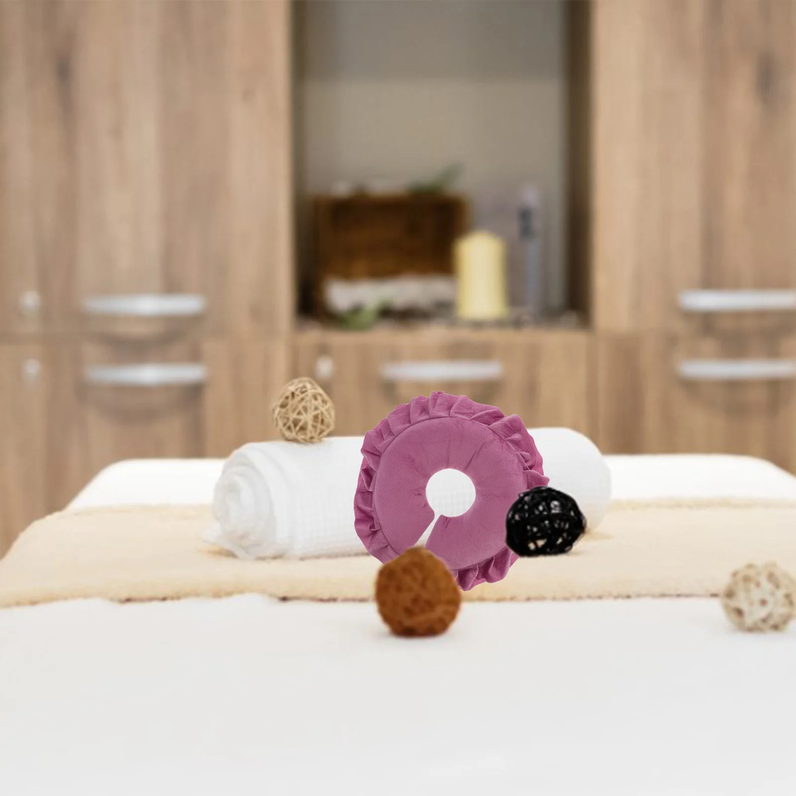 

Подушка для лица из хлопка, розово-красная, мягкая, удобная, для массажа, для спа-салонов, для массажа лица, дышащая, расслабляющая подушка