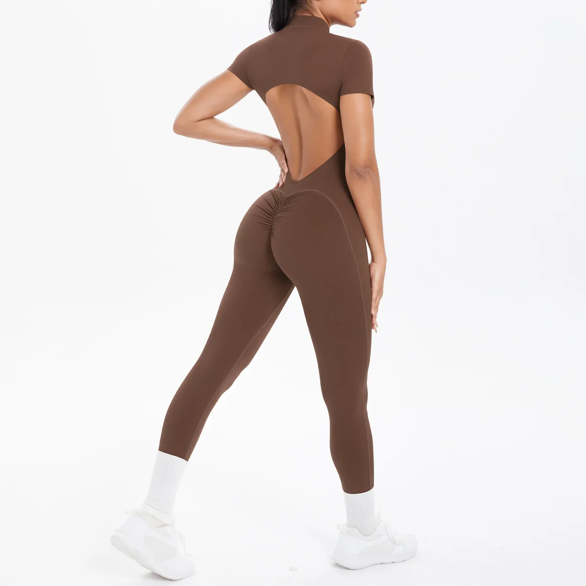 

Women Sports Jumpsuits with zipper One Piece Yoga Pants Tracksuits Workout Fitness Gym Training Athletic Tights Backless Suits